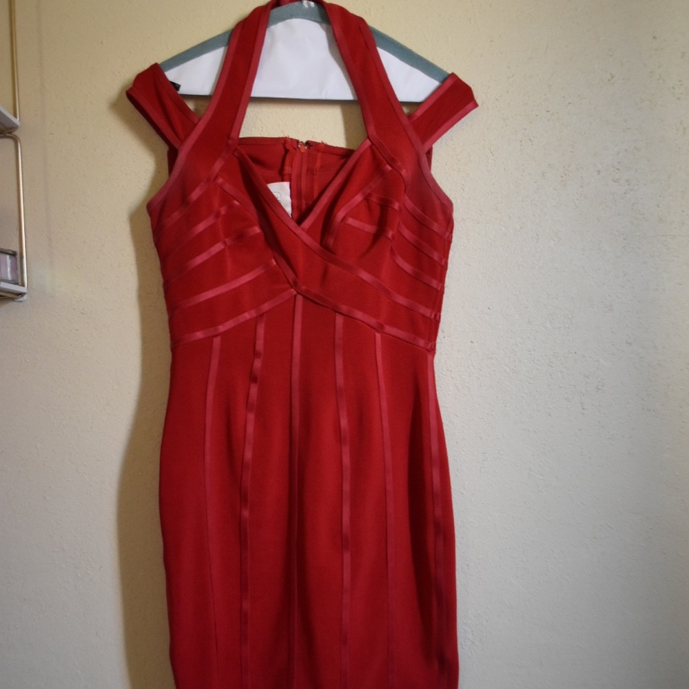 Red Ribbed Dress - Picture 3 of 4